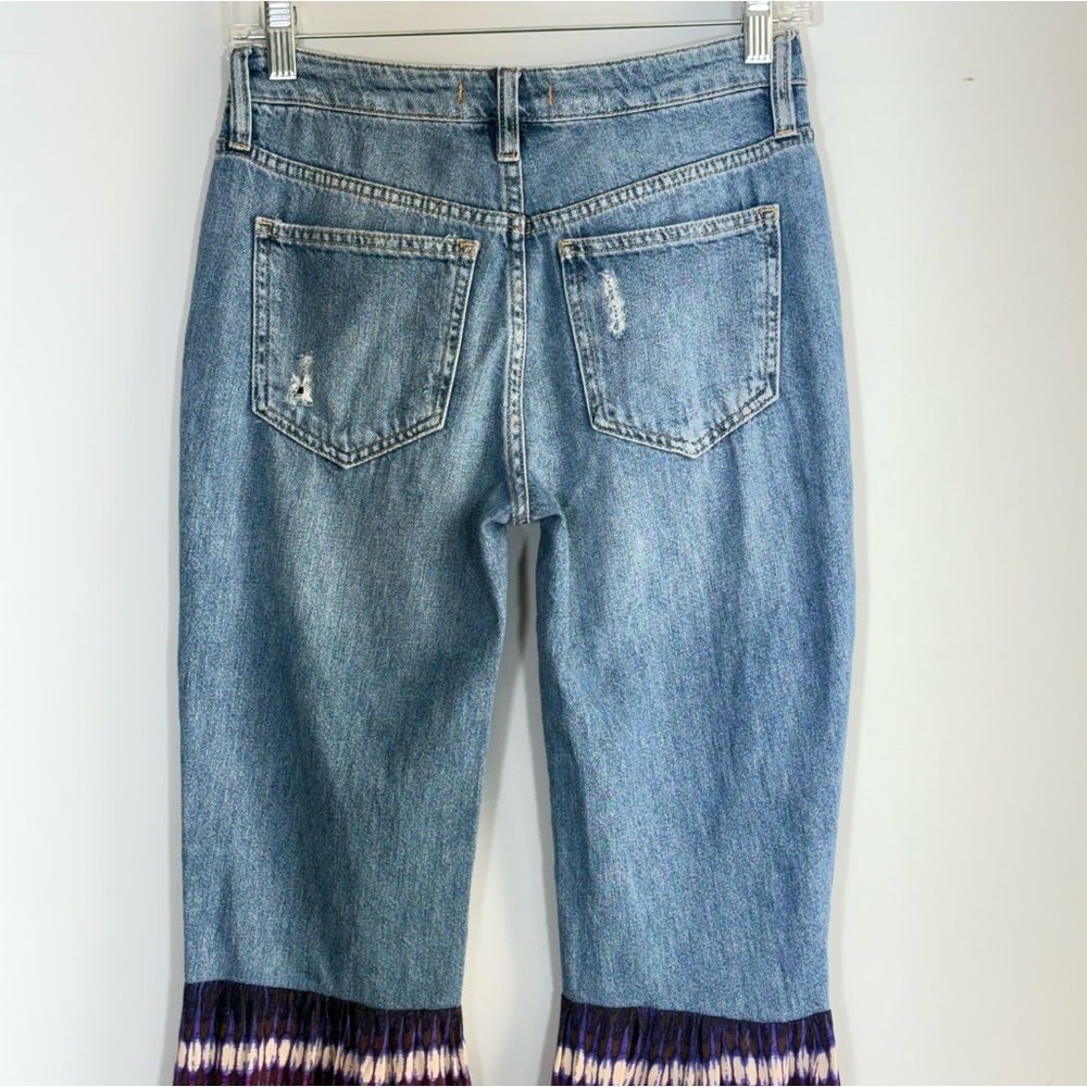 We The Free People Distressed Boho Patchwork Flare Bell Bottom Jeans 25 Boho - Picture 9 of 16